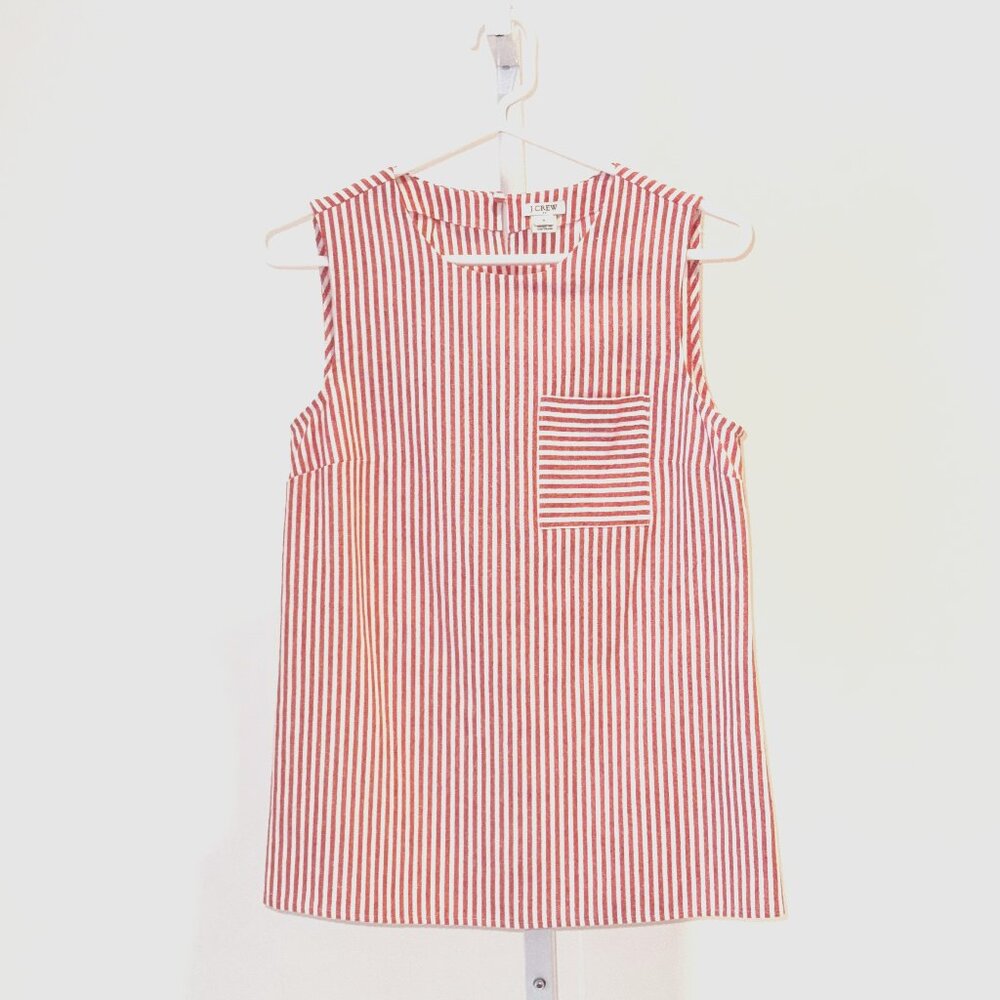 J. Crew Women's Sleeveless Top Red & White Stripe, Size 0